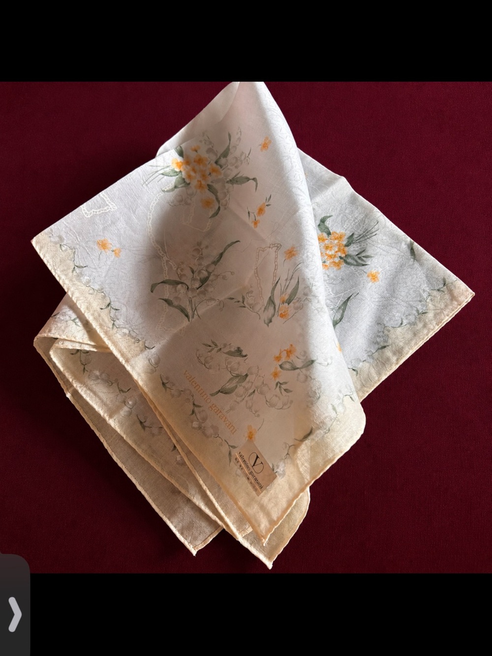 Valentino Garavani Cream Floral Cotton Scarf / Handkerchief - Picture 6 of 6